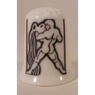 Sterrenbeeld Waterman getekend op een porselein vingerhoedje