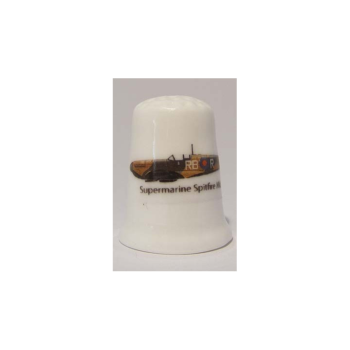 Supermarine Spitfire MK 1 vliegtuig op een porselein vingerhoedje