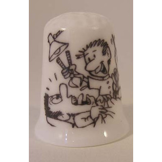 Tandarts op een porselein vingerhoedje