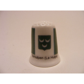 Terhulpen gemeente vlag in Belgie op een porselein vingerhoedje