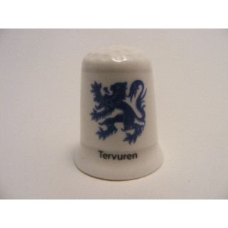 Tervuren vlag Belgie op een porselein vingerhoedje