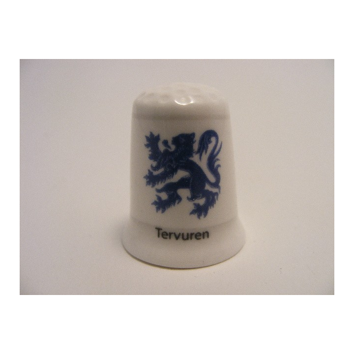 Tervuren vlag Belgie op een porselein vingerhoedje