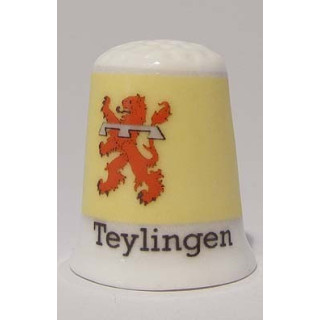 Teylingen Nederlandse gemeentevlag op een porselein vingerhoedje