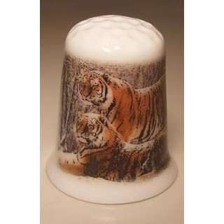 Tijger op een porselein vingerhoedje nr03