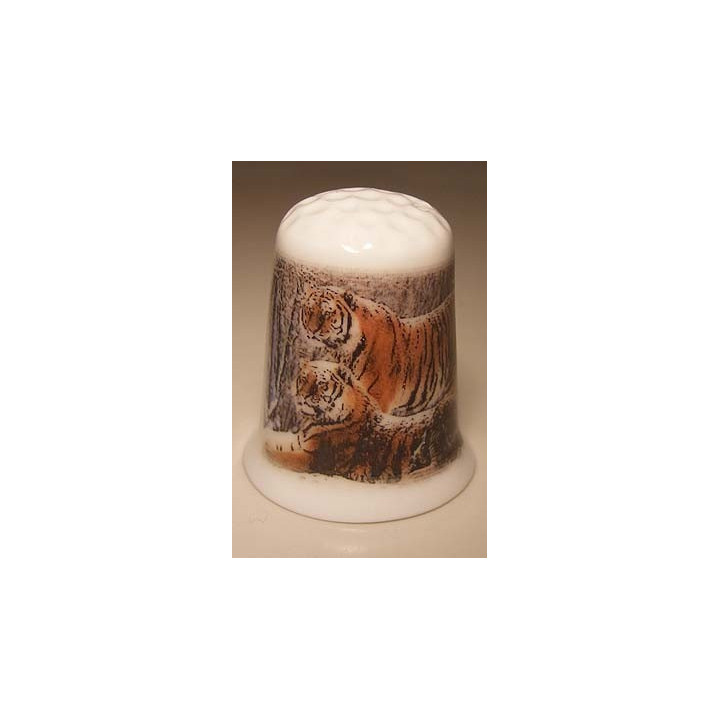 Tijger op een porselein vingerhoedje nr03