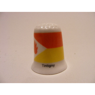 Tintigny gemeente vlag in Belgie op een porselein vingerhoedje