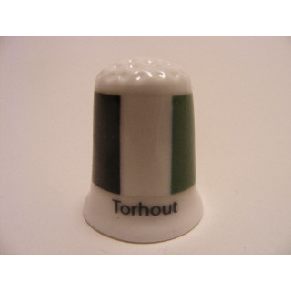 Torhout vlag Belgie op een porselein vingerhoedje