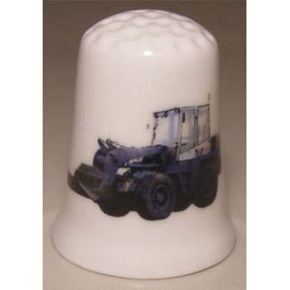 Tractor afbeelding op een porselein vingerhoedje