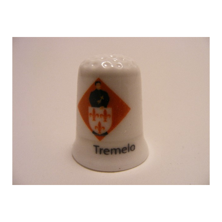 Tremelo vlag Belgie op een porselein vingerhoedje