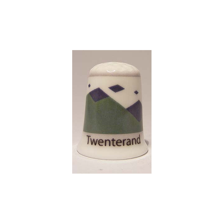 Twenterand Nederlandse gemeentevlag op een porselein vingerhoedje
