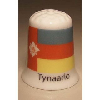 Tynaarlo Nederlandse gemeentevlag op een porselein vingerhoedje
