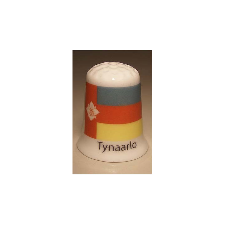 Tynaarlo Nederlandse gemeentevlag op een porselein vingerhoedje