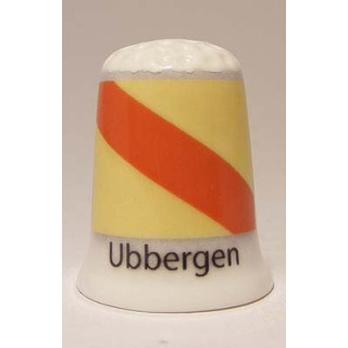 Ubbergen Nederlandse gemeentevlag op een porselein vingerhoedje