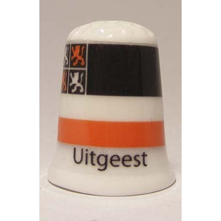 Uitgeest Nederlandse gemeentevlag op een porselein vingerhoedje