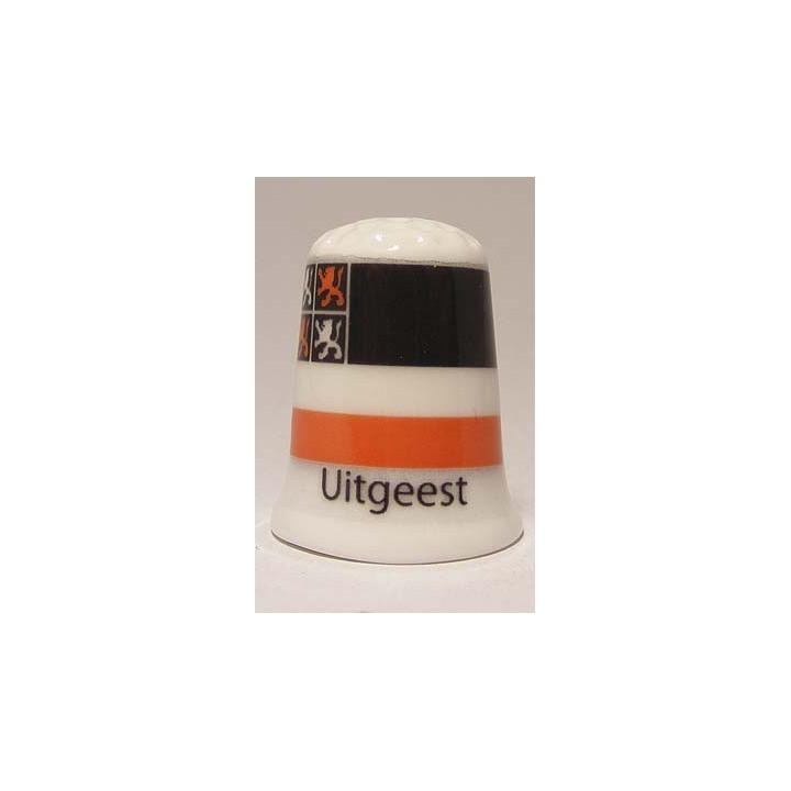 Uitgeest Nederlandse gemeentevlag op een porselein vingerhoedje