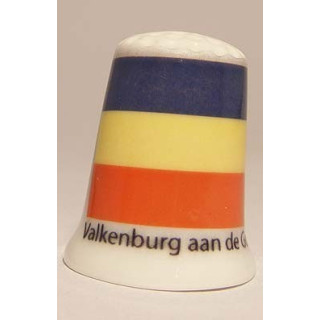Valkenburg aan de Geul Nederlandse gemeentevlag op een porselein vingerhoedje