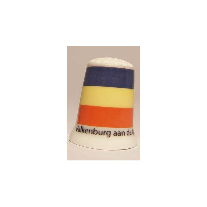 Valkenburg aan de Geul Nederlandse gemeentevlag op een porselein vingerhoedje