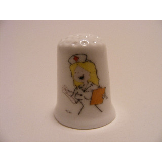 Verpleegster op een porselein vingerhoedje