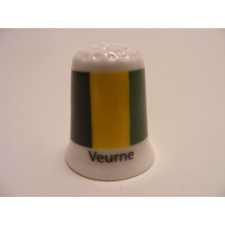 Veurne vlag Belgie op een porselein vingerhoedje