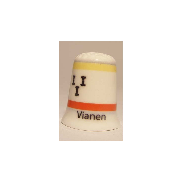 Vianen Nederlandse gemeentevlag op een porselein vingerhoedje
