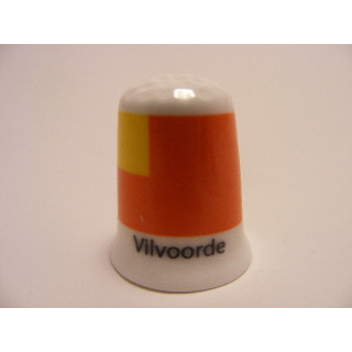 Vilvoorde vlag Belgie op een porselein vingerhoedje