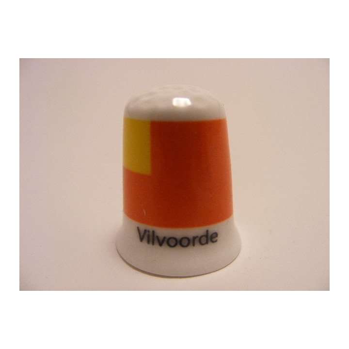 Vilvoorde vlag Belgie op een porselein vingerhoedje Vilvoorde vlag Belgie op een porselein vingerhoedje