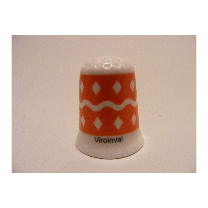 Viroinval gemeente vlag in Belgie op een porselein vingerhoedje Viroinval gemeente vlag in Belgie op een porselein vingerhoedje