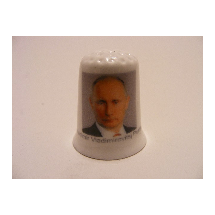Vladimir Vladimirovitsj Poetin uit Rusland op een porselein vingerhoedje