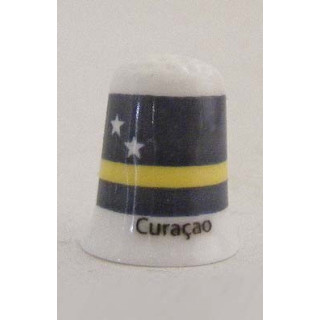 Vlag Curacao op een porselein vingerhoedje