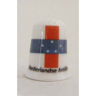 Vlag Nederlandse Antillen op een porselein vingerhoedje