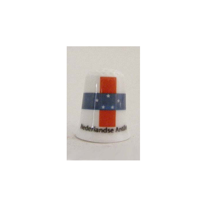 Vlag Nederlandse Antillen op een porselein vingerhoedje