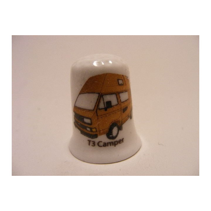 Volkswagen T3 camper bus op een porselein vingerhoedje