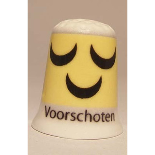 Voorschoten Nederlandse gemeentevlag op een porselein vingerhoedje