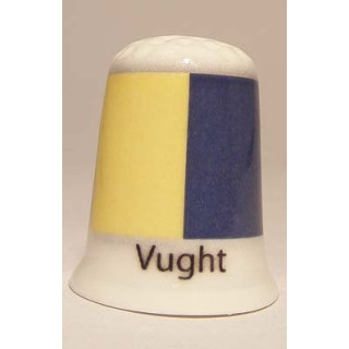 Vught Nederlandse gemeentevlag op een porselein vingerhoedje
