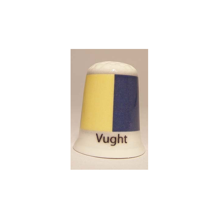 Vught Nederlandse gemeentevlag op een porselein vingerhoedje