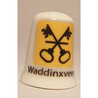 Waddinxveen Nederlandse gemeentevlag op een porselein vingerhoedje