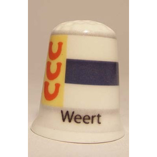 Weert Nederlandse gemeentevlag op een porselein vingerhoedje