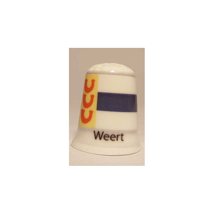 Weert Nederlandse gemeentevlag op een porselein vingerhoedje