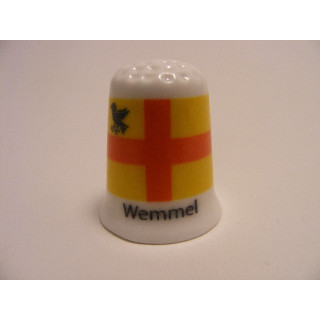 Wemmel vlag Belgie op een porselein vingerhoedje