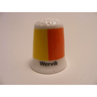 Wervik vlag Belgie op een porselein vingerhoedje