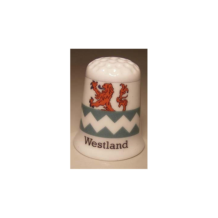 Westland Nederlandse gemeentevlag op een porselein vingerhoedje