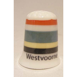Westvoorne Nederlandse gemeentevlag op een porselein vingerhoedje