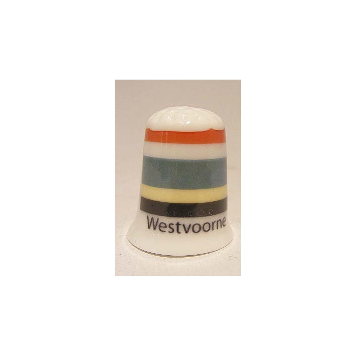 Westvoorne Nederlandse gemeentevlag op een porselein vingerhoedje