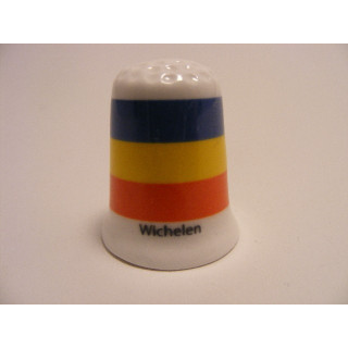 Wichelen vlag Belgie op een porselein vingerhoedje