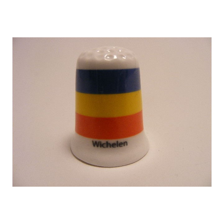 Wichelen vlag Belgie op een porselein vingerhoedje