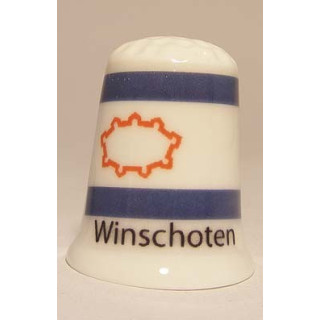 Winschoten Nederlandse gemeentevlag op een porselein vingerhoedje