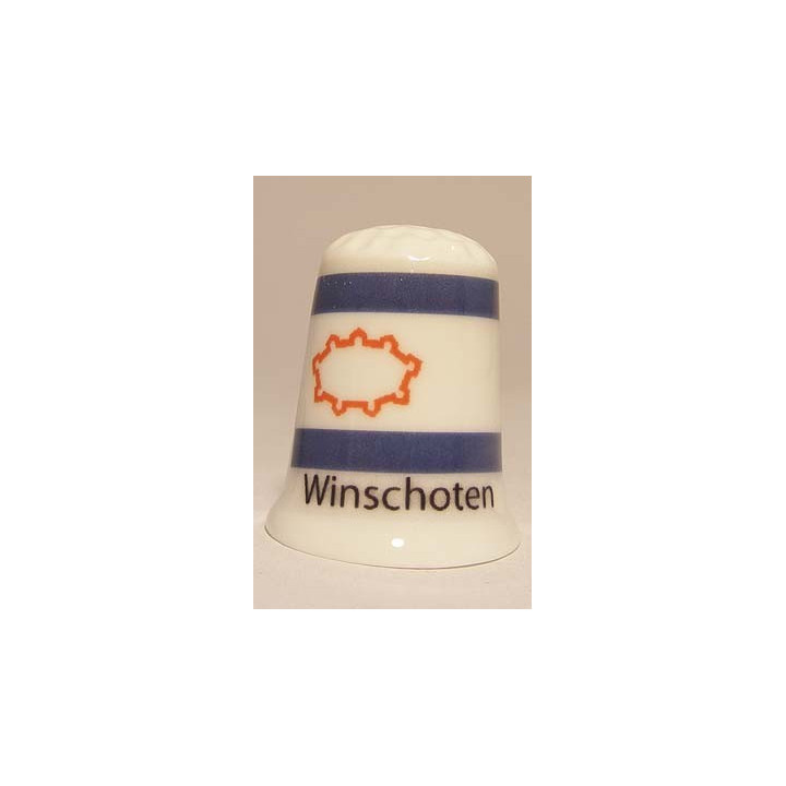 Winschoten Nederlandse gemeentevlag op een porselein vingerhoedje