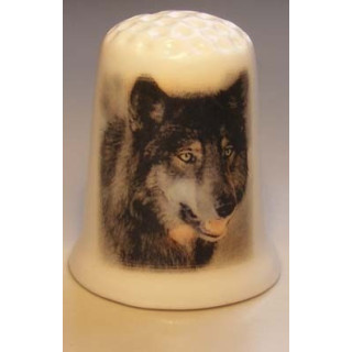 Wolf Portrait Porcelain Thimble
