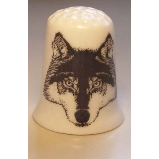 Wolf op een porselein vingerhoedje nr04