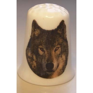 Wolf op een porselein vingerhoedje nr05